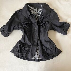 Vintage Forever 21 Gray Utility Jacket w/ bird logo